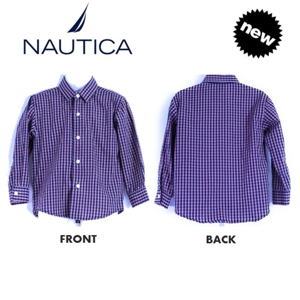 NAUTICA Blue Checkered Button Down Shirt 4T   🌸